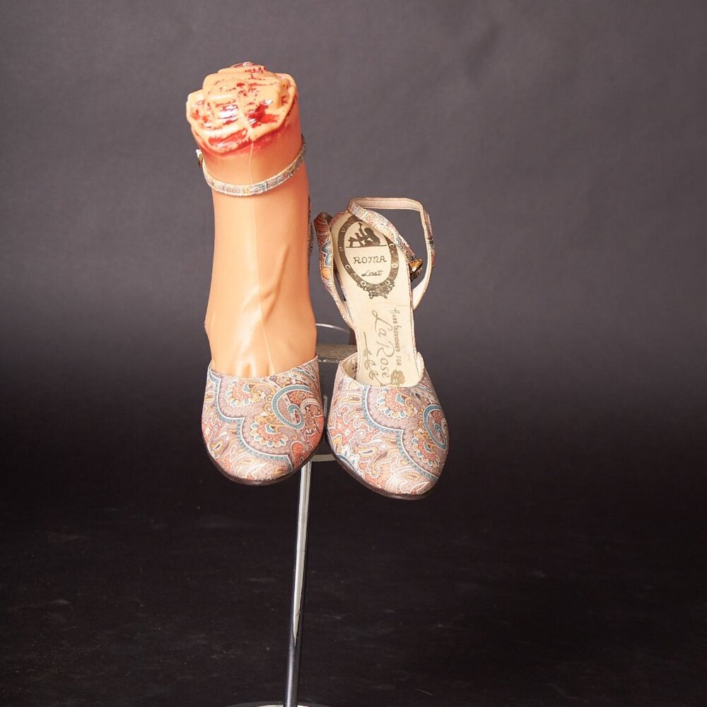 1960s Paisley Design Ankle Strap Heels